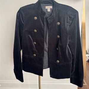 Loft Black Velvet Military Jacket
